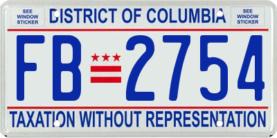 DC license plate FB2754