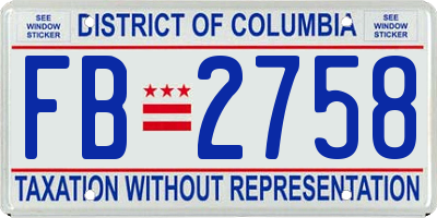 DC license plate FB2758