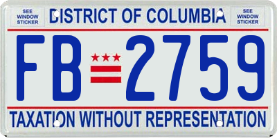 DC license plate FB2759