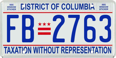 DC license plate FB2763