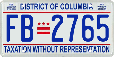 DC license plate FB2765