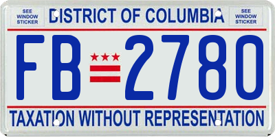 DC license plate FB2780