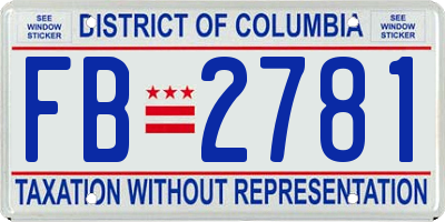 DC license plate FB2781