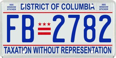 DC license plate FB2782