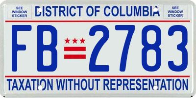 DC license plate FB2783