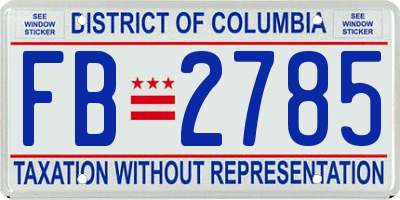 DC license plate FB2785