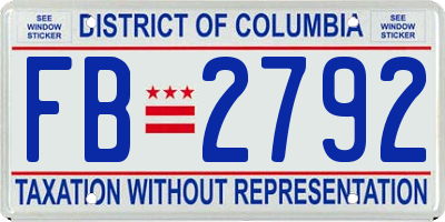 DC license plate FB2792