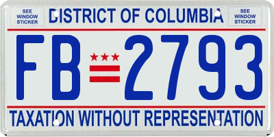 DC license plate FB2793