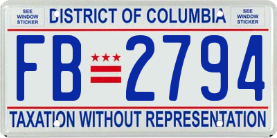 DC license plate FB2794