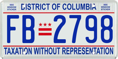 DC license plate FB2798