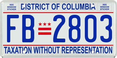 DC license plate FB2803