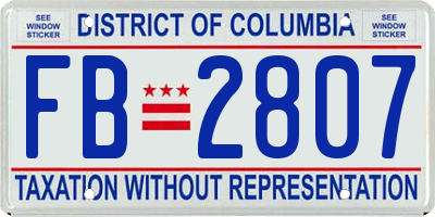 DC license plate FB2807