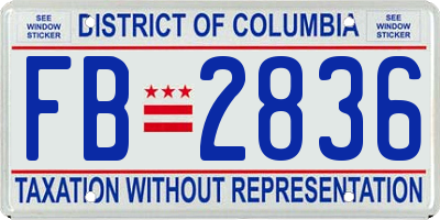 DC license plate FB2836