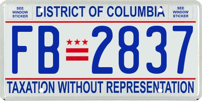 DC license plate FB2837