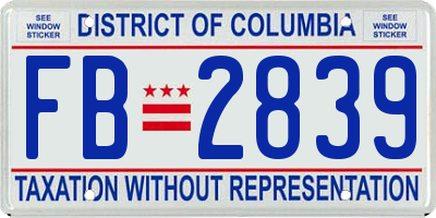 DC license plate FB2839