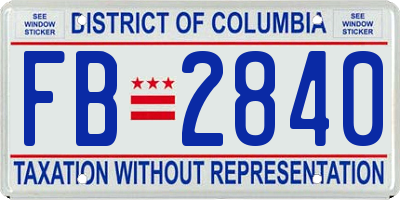 DC license plate FB2840