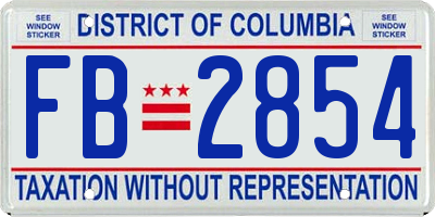 DC license plate FB2854