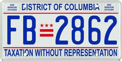 DC license plate FB2862