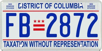 DC license plate FB2872