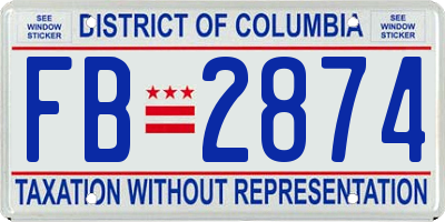 DC license plate FB2874