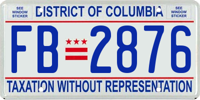 DC license plate FB2876