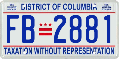 DC license plate FB2881