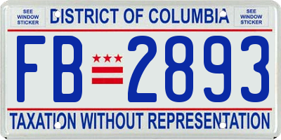 DC license plate FB2893