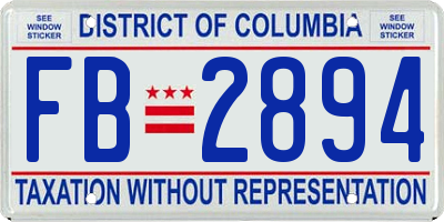 DC license plate FB2894