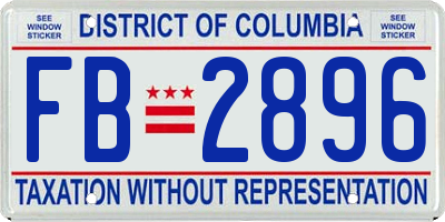 DC license plate FB2896