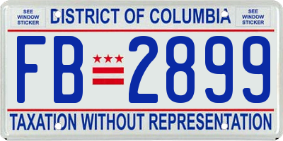 DC license plate FB2899