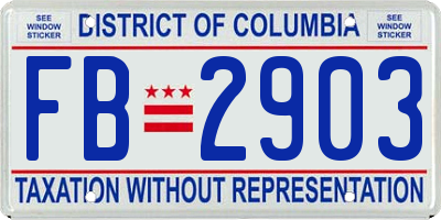 DC license plate FB2903