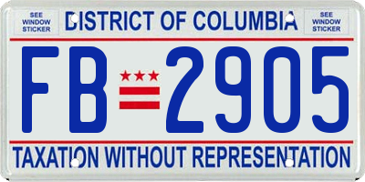 DC license plate FB2905