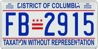 DC license plate FB2915