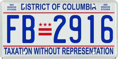 DC license plate FB2916