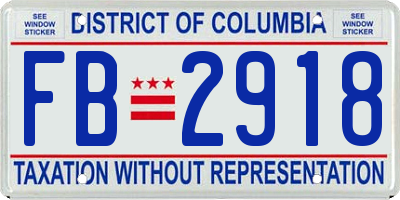 DC license plate FB2918