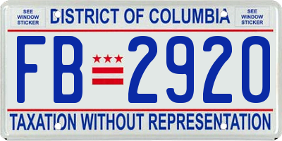 DC license plate FB2920