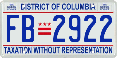 DC license plate FB2922