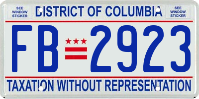 DC license plate FB2923