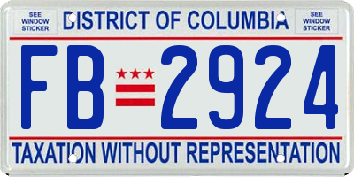 DC license plate FB2924