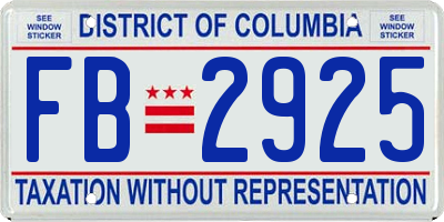 DC license plate FB2925