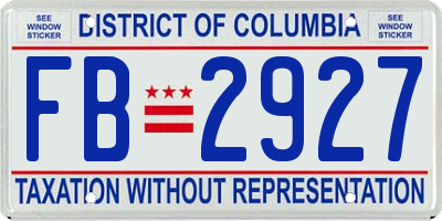 DC license plate FB2927