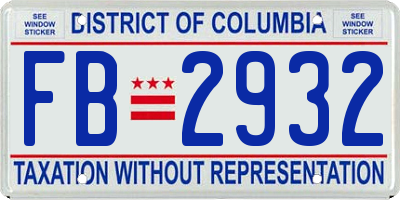 DC license plate FB2932