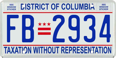 DC license plate FB2934