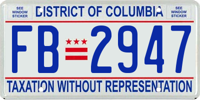 DC license plate FB2947