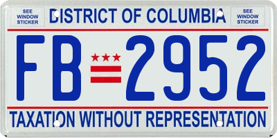 DC license plate FB2952