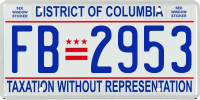 DC license plate FB2953