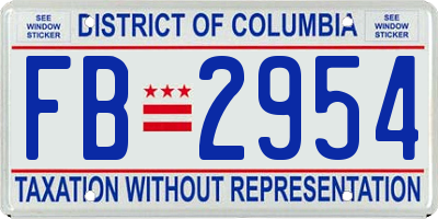 DC license plate FB2954