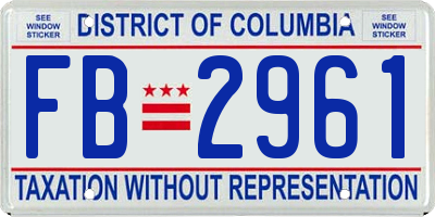 DC license plate FB2961