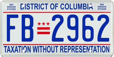 DC license plate FB2962