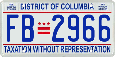 DC license plate FB2966